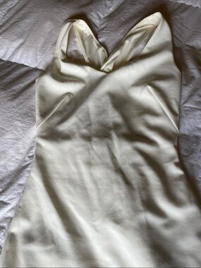 Ivory   White V-Neck Dress cross back